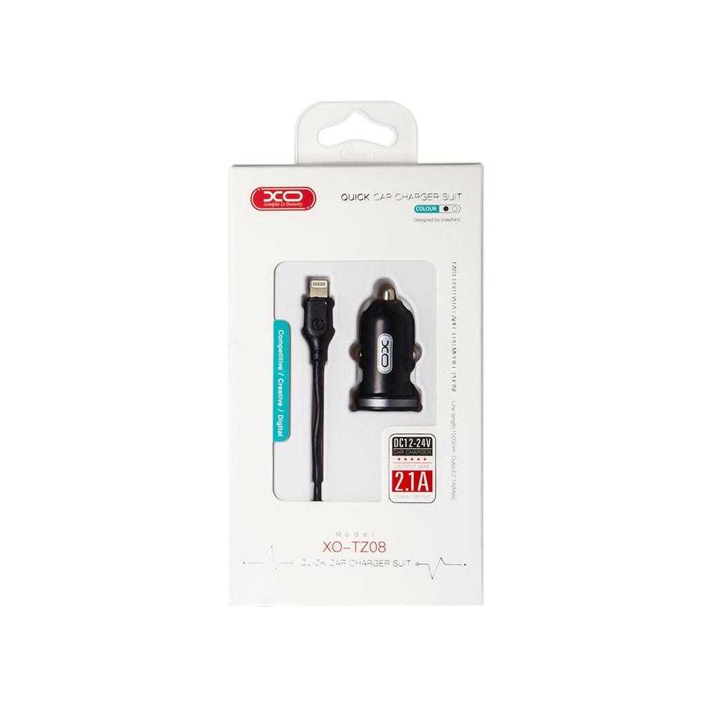 Зарядний пристрій XO 2xUSB 2.1A + cable USB to Lightning black (TZ08-L-BK) - зображення 5