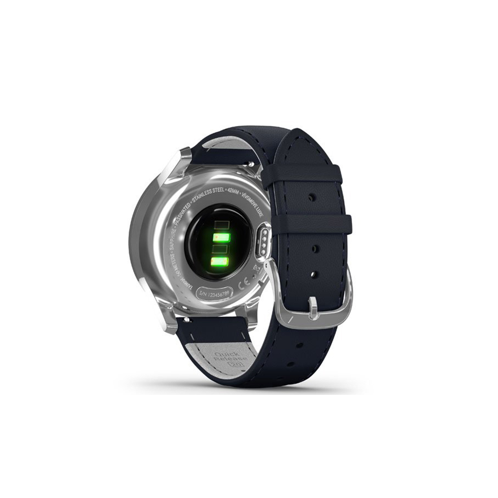 Смарт-годинник Garmin vivomove Luxe, S/E EU, Silver, Navy, Leather (010-02241-20) - зображення 5