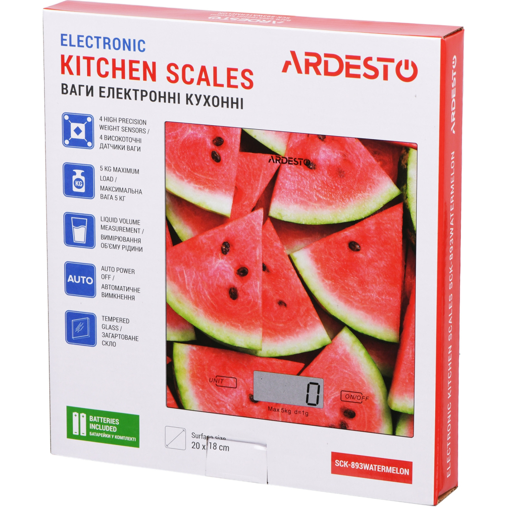Ваги кухонні Ardesto SCK-893WATERMELON - изображение 5