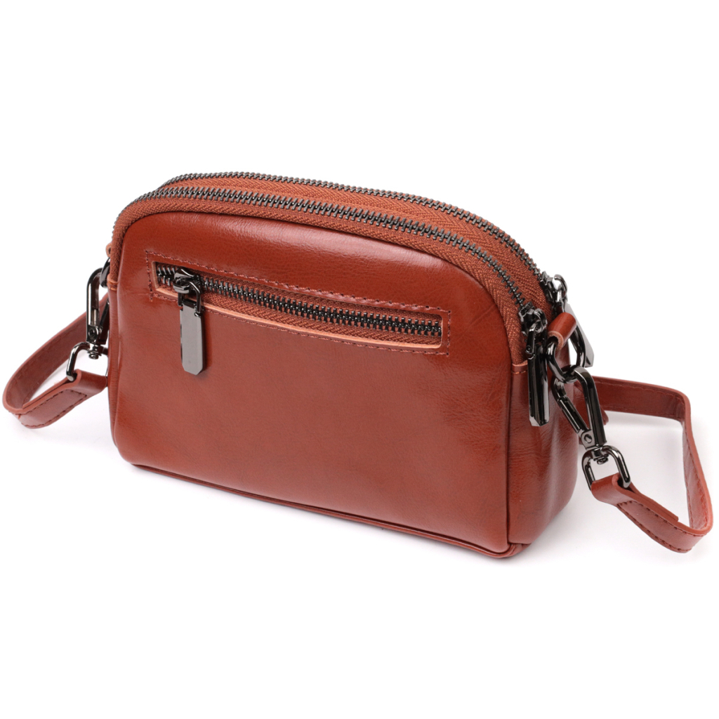 Сумка Vintage Глянцева Жіноча на кожен день з натуральної шкіри Коричнева (22419) - зображення 2