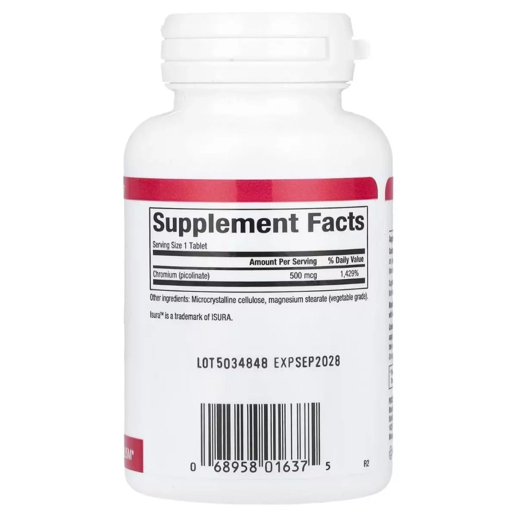 Вітамінно-мінеральний комплекс Natural Factors Хром Піколінат, 500 мкг, Chromium Picolinate, 90 таблеток (NFS-01637) - зображення 2