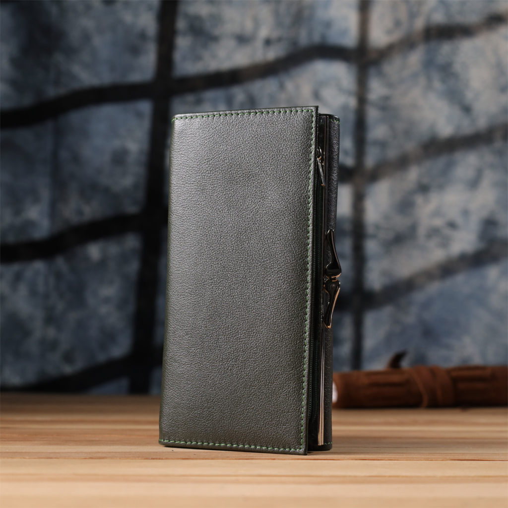 Гаманець ST Leather З натуральної шкіри Зелений (23115) - зображення 10