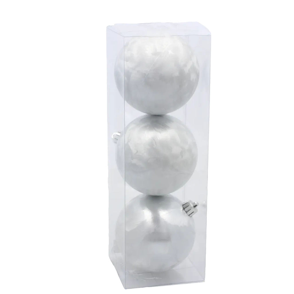 Ялинкова іграшка Chomik пластикові кульки 3 шт, 8см, сріблясті (5900779893870_1) - зображення 1