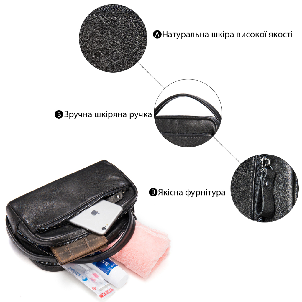 Сумка Vintage Шкіряна Чорна (20348) - зображення 4