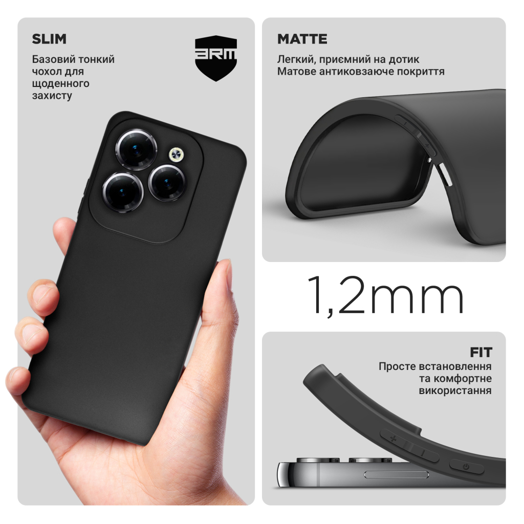Чохол до мобільного телефона Armorstandart Matte Slim Fit Infinix HOT 40 Pro Camera cover Black (ARM73942) - зображення 3