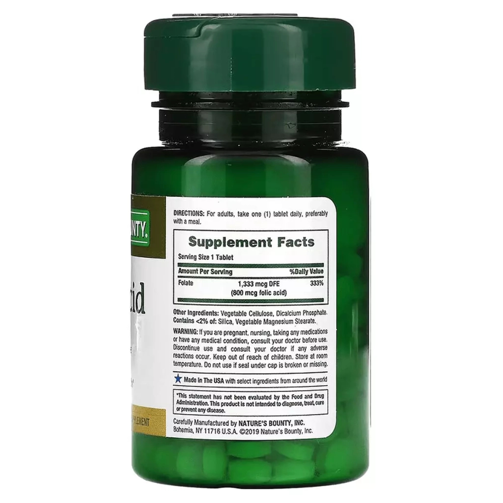 Вітамін Nature's Bounty Фолієва кислота, 800 мкг, 250 таблеток (NRT-02843) - зображення 2
