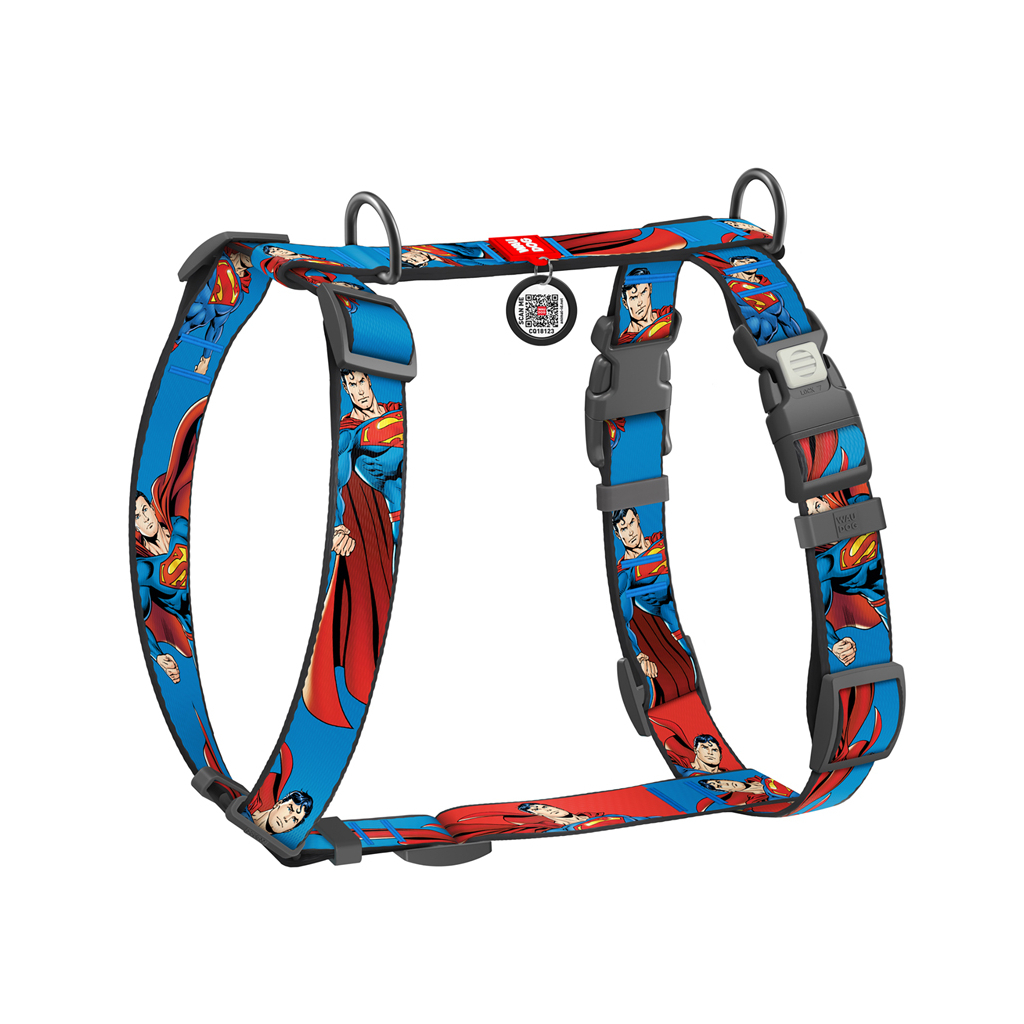 Шлея для собак WAUDOG Nylon H-подібна з QR-паспортом "Сила Супермена", пластиковий фастекс М (344-1079) - зображення 1