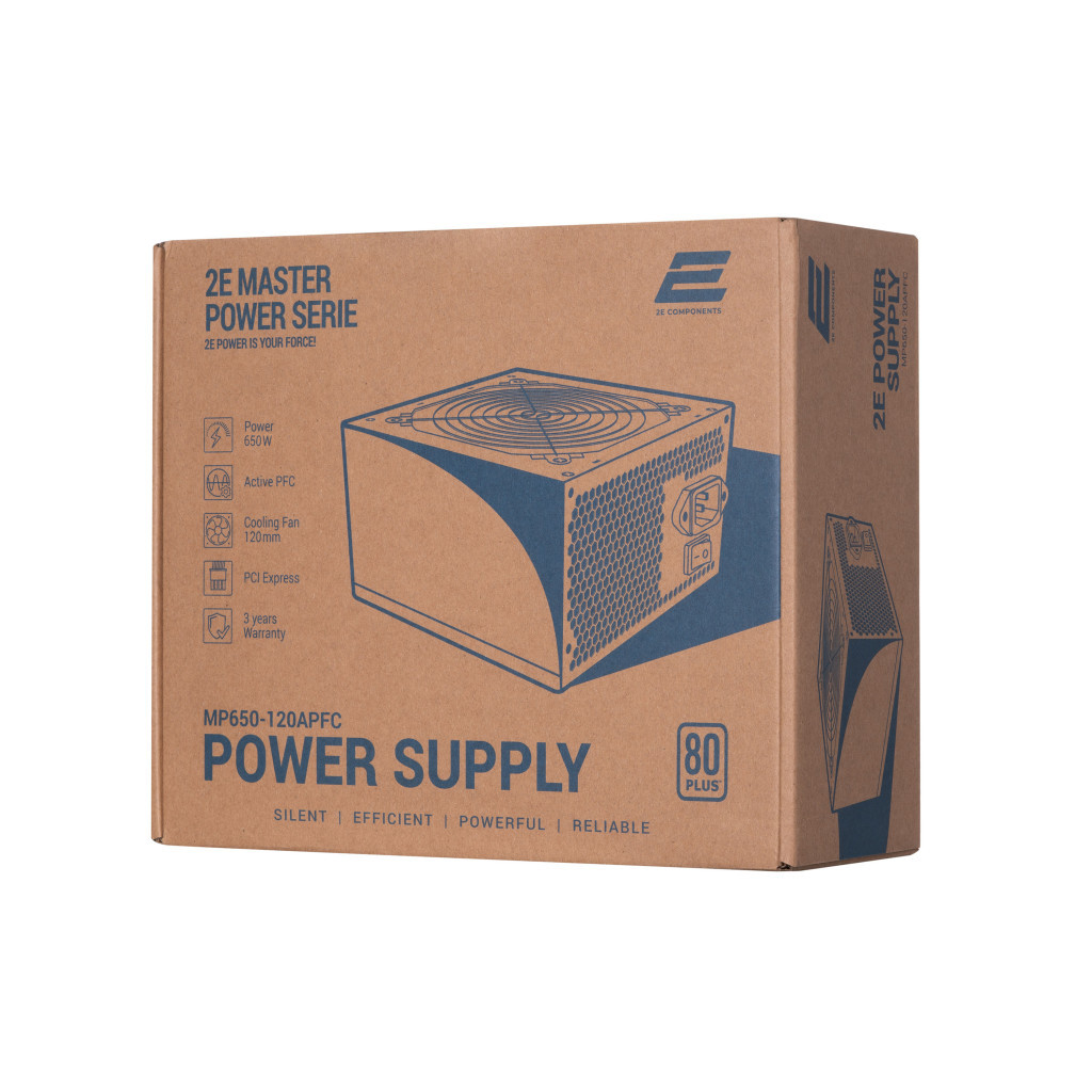 Блок живлення 2E MASTER POWER (650W), >80, 80+ White, 120mm, 1xMB 24pin(20+4), 1xCPU 8pin(4+4), 3xMolex, 5xSATA, (2E-MP650-120APFC) - зображення 10