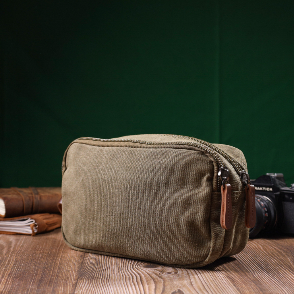 Сумка Vintage На два відділення з текстилю Оливкова (22231) - зображення 9