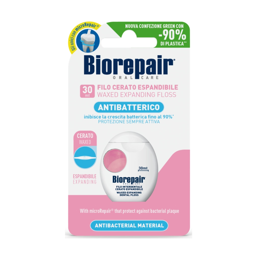 Зубна нитка Biorepair Захист ясен Розширювальна з гідроксиапатитом і гіалуроновою кислотою 30 м (8017331058244) - изображение 1