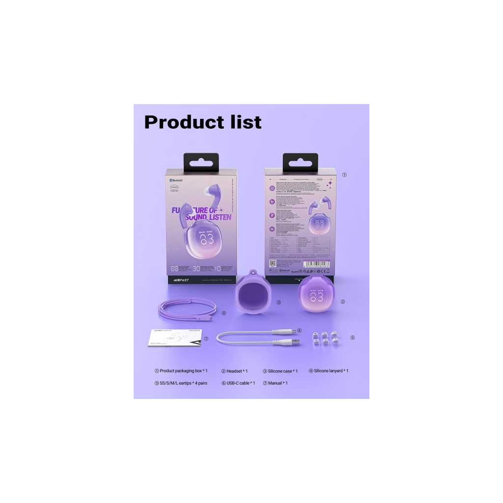 Навушники Acefast T9 Grape Purple (6974316282563) - зображення 3