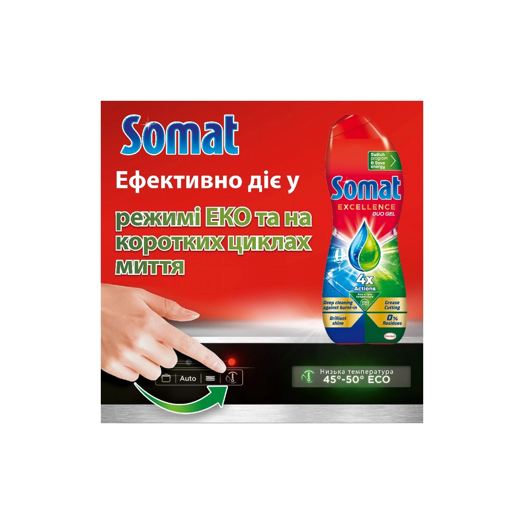 Гель для миття посуду в посудомийці Somat Excellence Duo Gel Антижир 810 мл (9000101570854) - изображение 9