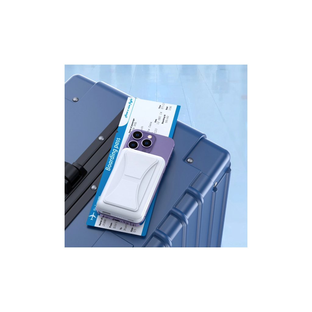 Батарея універсальна Choetech Magnetic Wireless 10000mAh 20W, PD,QC/3.0, USB-A, USB-C, White (B663-ACWH) - зображення 5