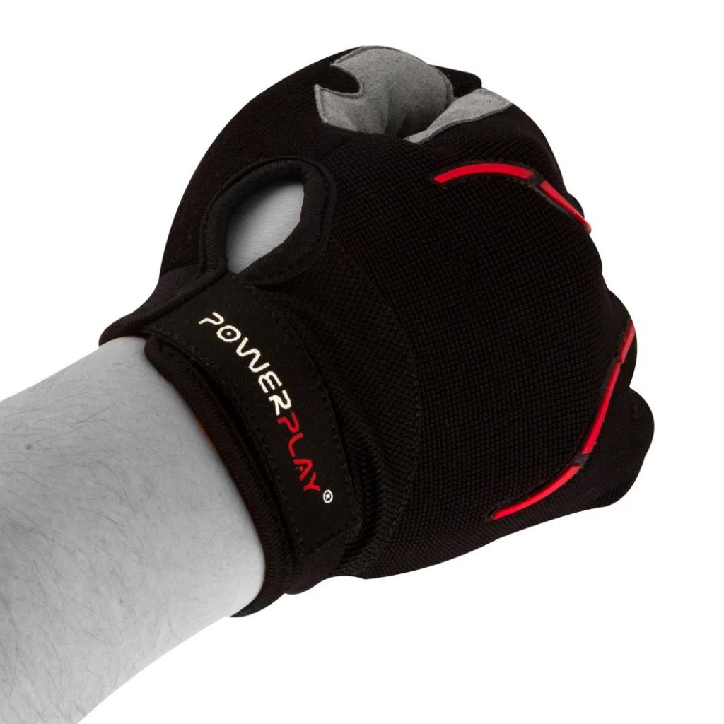 Велорукавиці PowerPlay 6662 Black/Red L (PP_6662_L_Red) - зображення 4