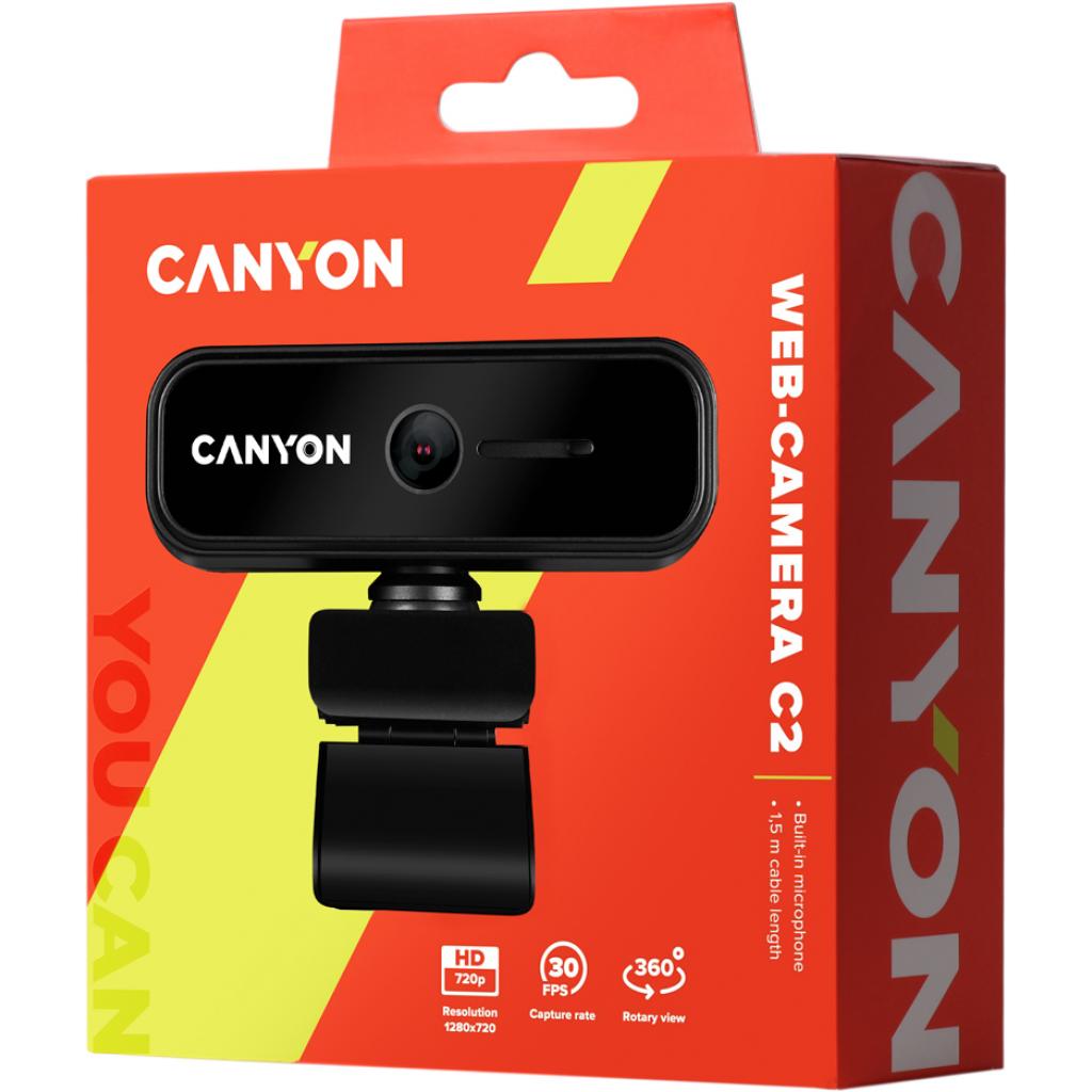 Веб-камера Canyon C2 720p HD Black (CNE-HWC2) - изображение 3