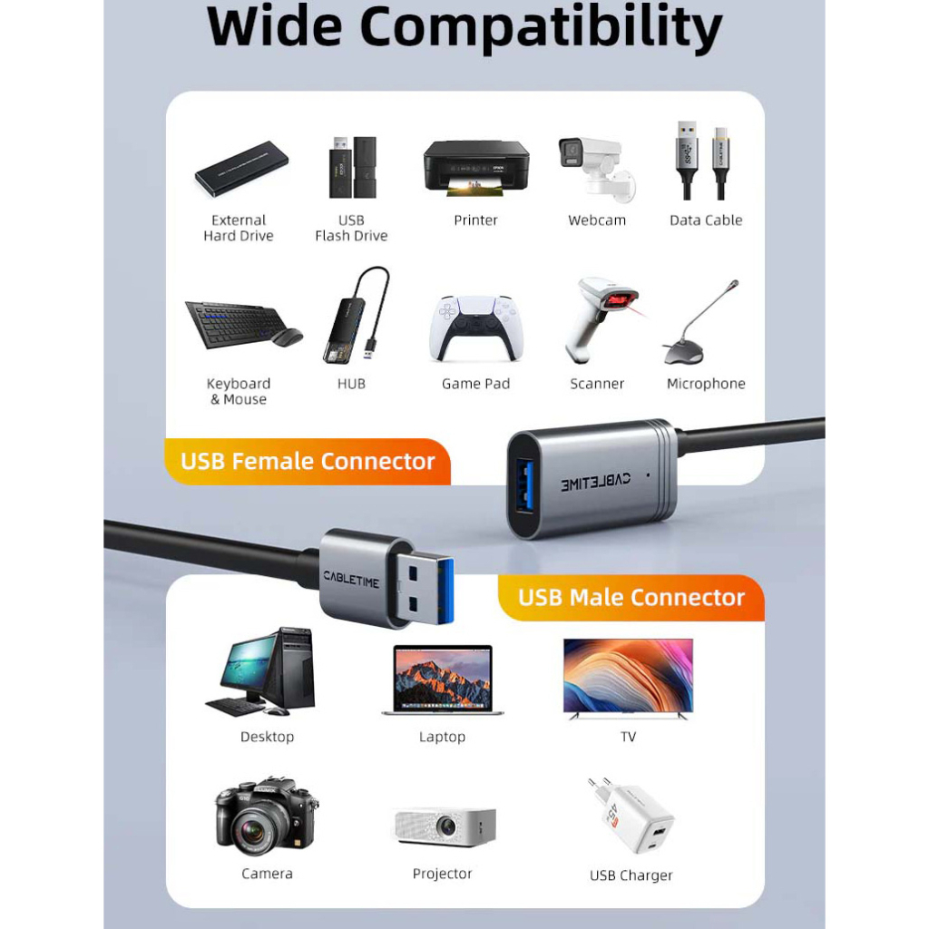 Дата кабель USB 3.0 AM/AF 20.0m active Cabletime (CA915194) - зображення 10