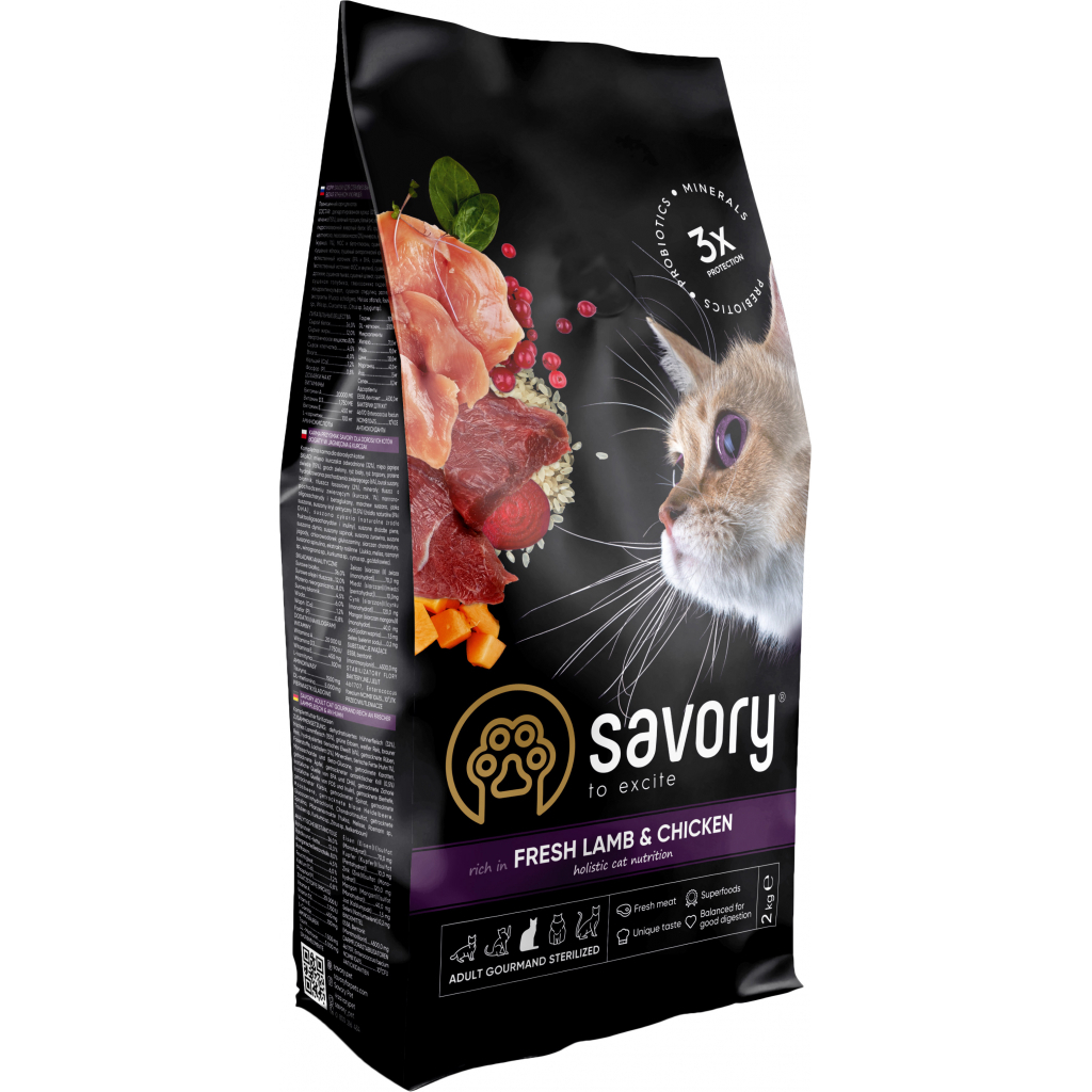 Сухий корм для кішок Savory Adult Cat Steril Fresh Lamb and Chicken 2 кг (4820232630112) - зображення 1