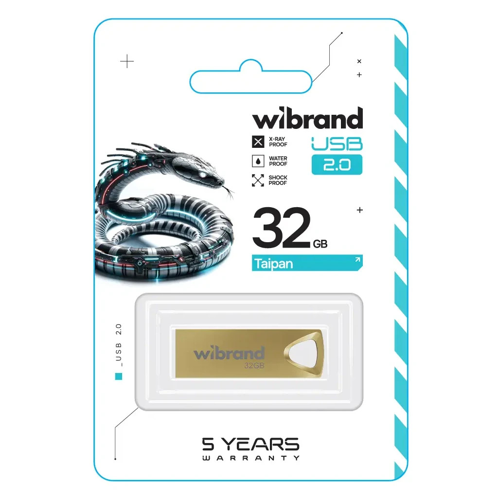 USB флеш накопичувач Wibrand 32GB Taipan Gold USB 2.0 (WI2.0/TA32U2G) - зображення 2