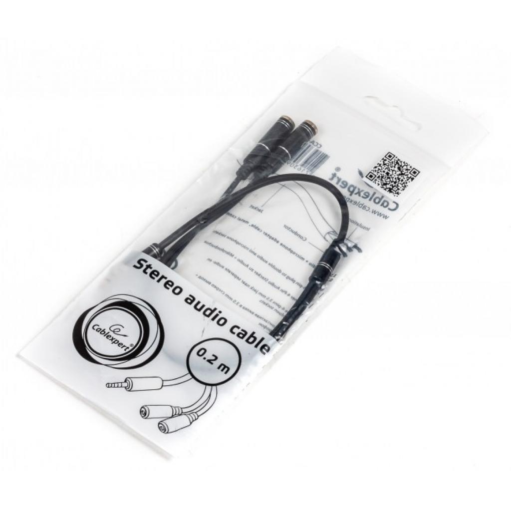 Кабель мультимедійний 3.5mm M to 2x3.5mm F 0.2m (4pin) Cablexpert (CCA-417M) - зображення 2