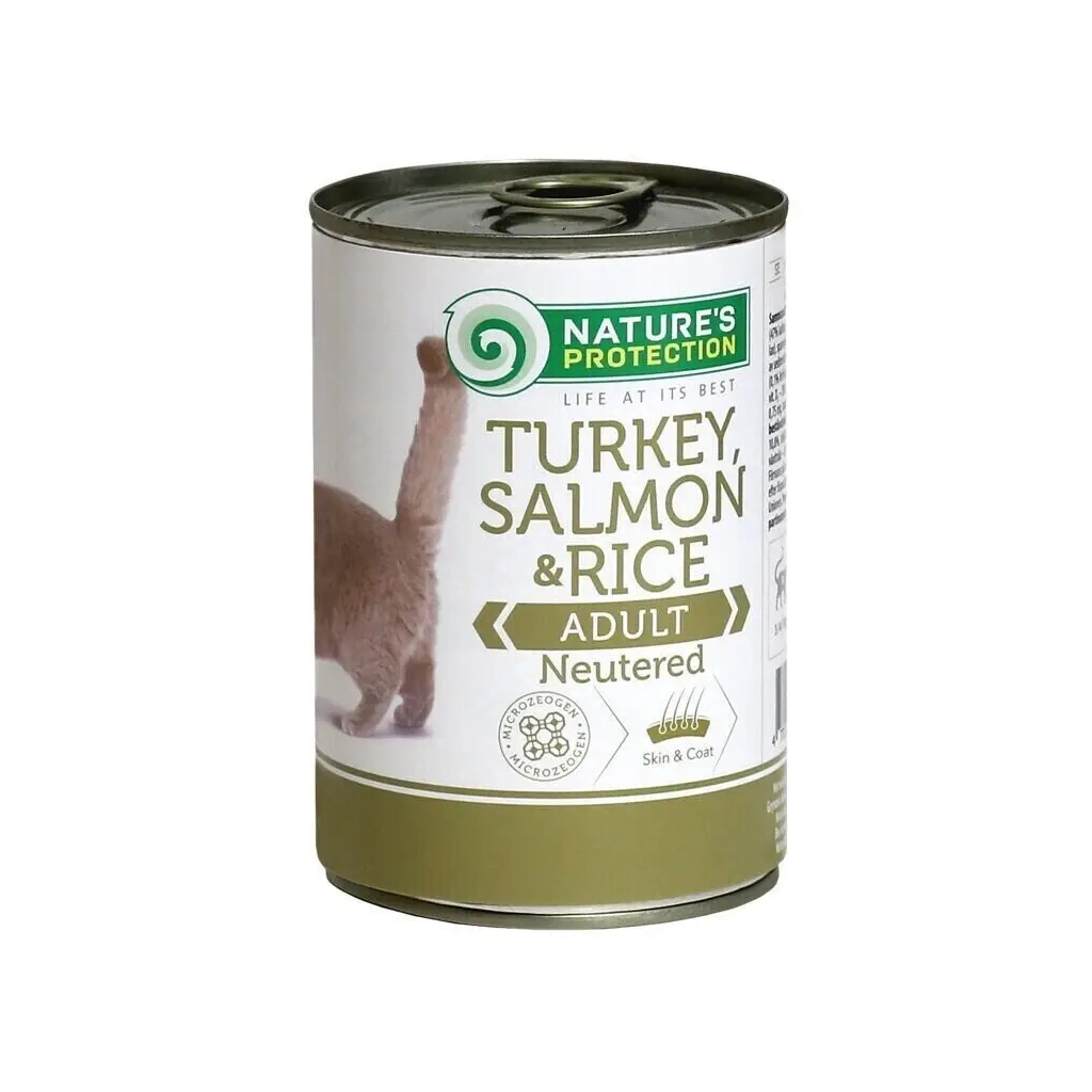 Консерви для котів Nature's Protection Adult Neutered Turkey, Salmon & Rice 400 г (KIK24636) - зображення 1