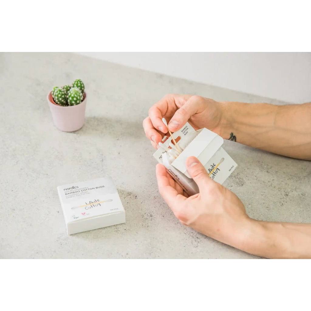 Ватні палички Nordics Бамбукові Білі 100 шт. (3800500324395) - зображення 2