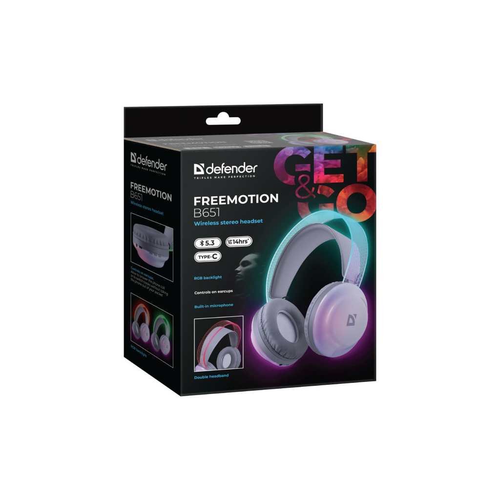 Навушники Defender FreeMotion B651 Bluetooth RGB White (63651) - зображення 7