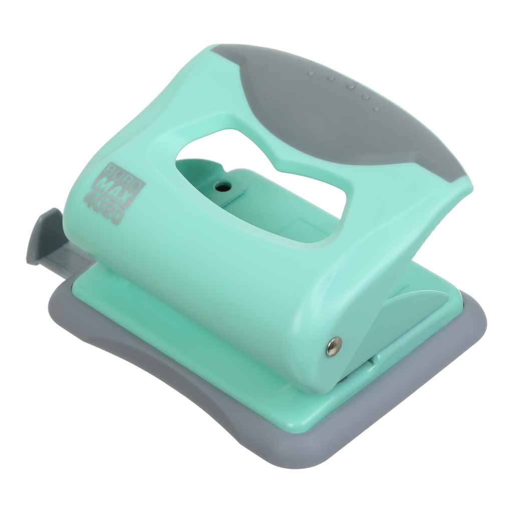 Діркопробивач Buromax пластиковий PASTEL, до 20 аркушів, 125 х 95 х 65 мм, м'ятний (BM.4020-38) - зображення 1