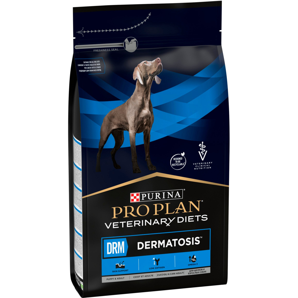 Сухой корм для собак Purina Pro Plan Veterinary Diets DRM Dermatosis Для поддержания функции кожи при дерматозах и чрезмерном выпадении шерсти 3 кг (7613035156289) - изображение 2