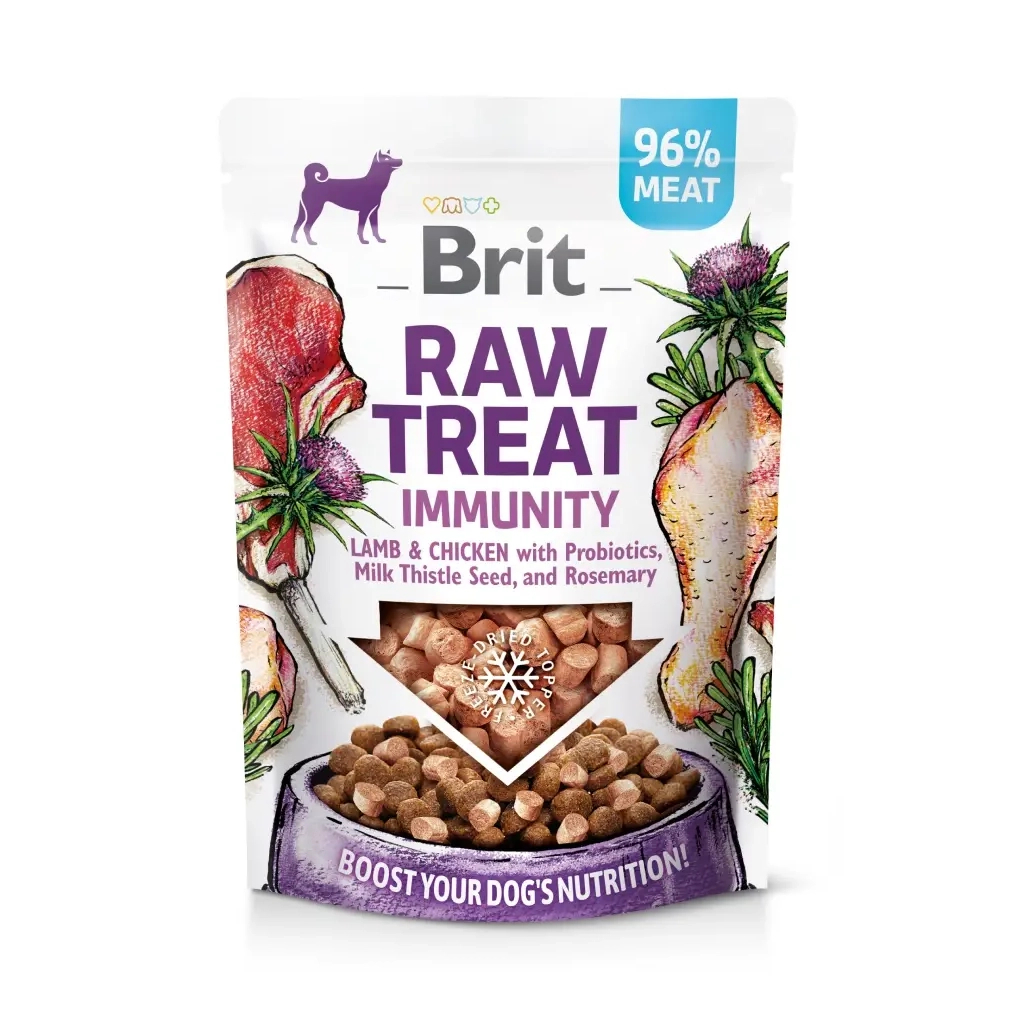 Ласощі для собак Brit Raw Treat freeze-dried Immunity ягня і курка 40 г (8595602564453) - зображення 1