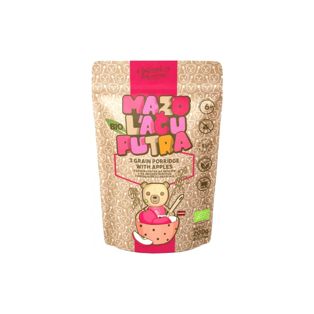 Дитяча каша Mazo Lāču Putra органічна багатозернова з яблуком з 6 міс. 200 г (4751030350011) - зображення 1