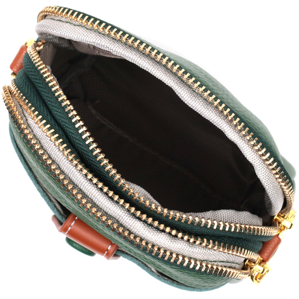 Сумка Vintage Трапеція з натуральної шкіри Зелена (22268) - зображення 6