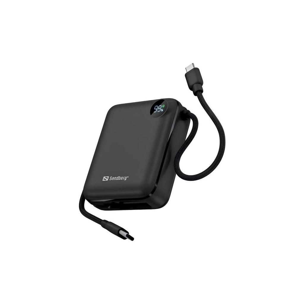 Батарея універсальна Sandberg 10000mAh PD/3.1/20W, QC/3.0, USB-C In/Out, with 2 cables USB-C (421-26) - зображення 3