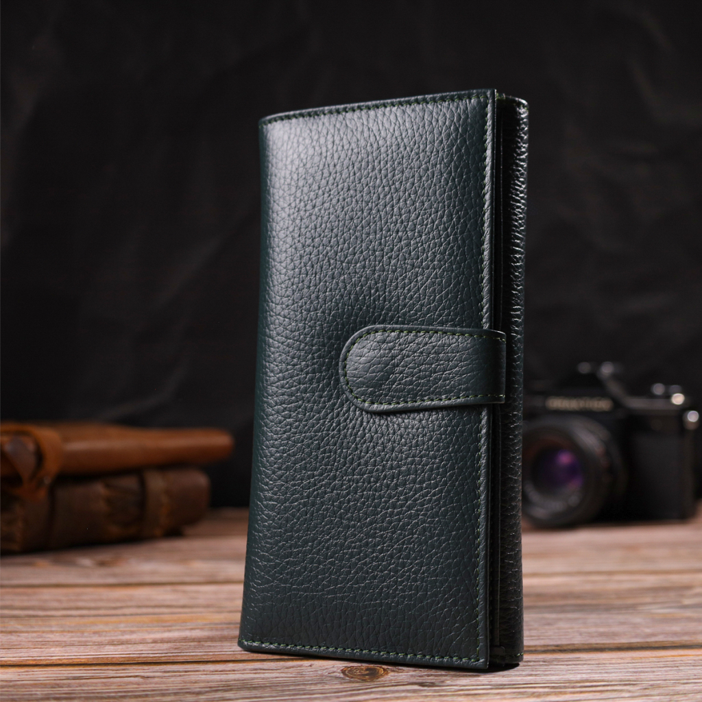 Портмоне Canpellini З натуральної шкіри флотар Зелене (21854) - зображення 9