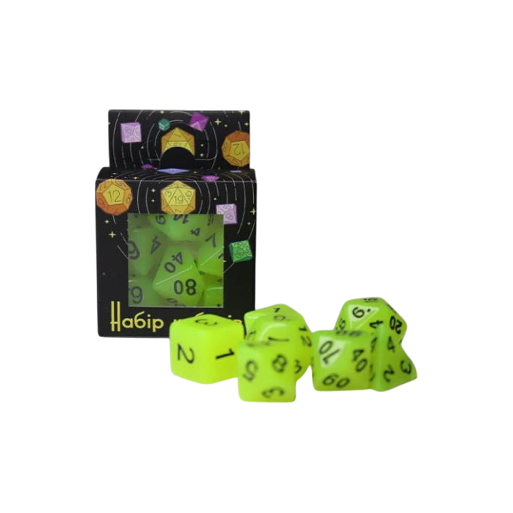 Набір кубиків для настільних ігор Games 7 Days Glow in the dark 7 Dice Set - Yellow (g7dglow01) - зображення 2