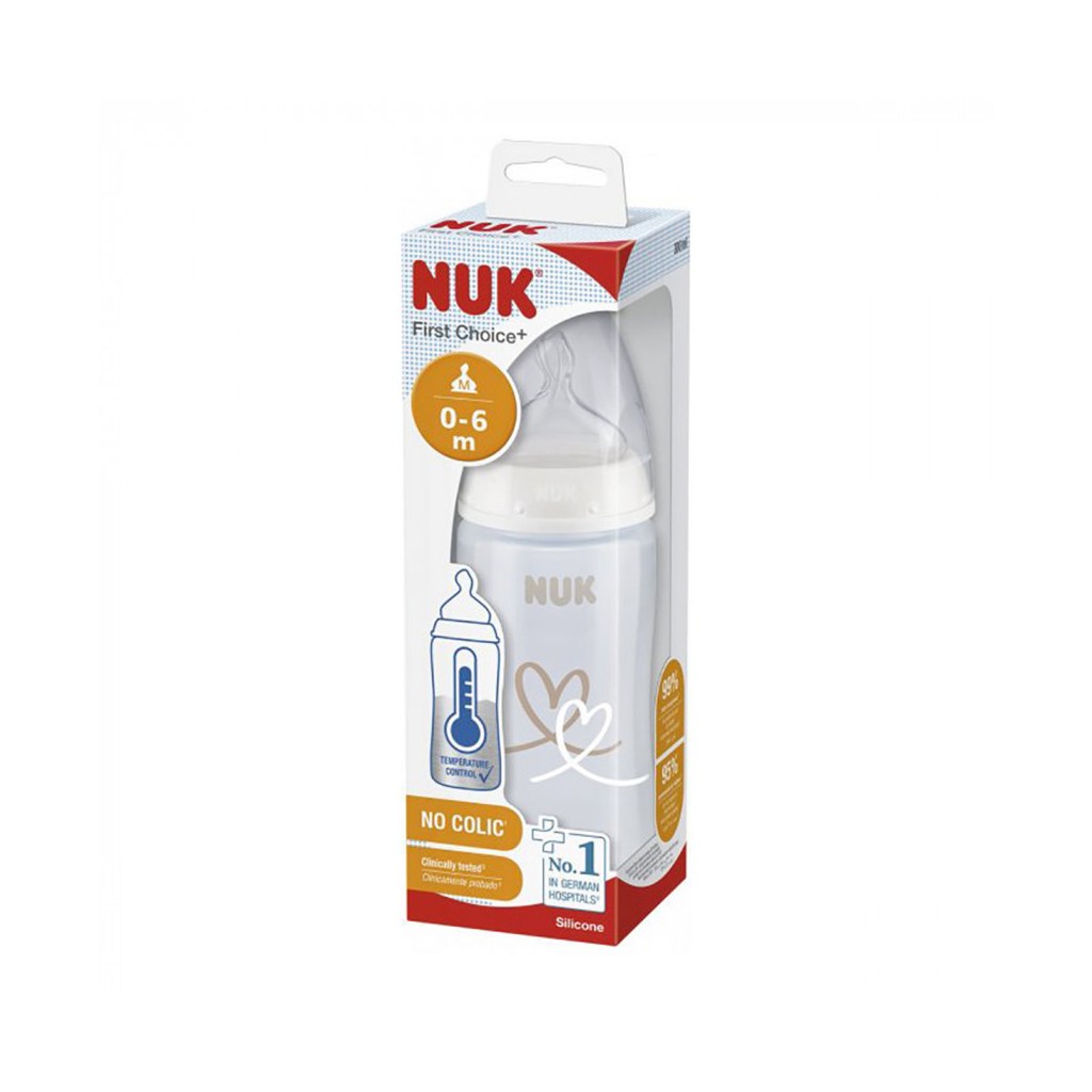 Пляшечка для годування Nuk First Choice Plus Серця 300 мл Бежева (3952398) - зображення 2