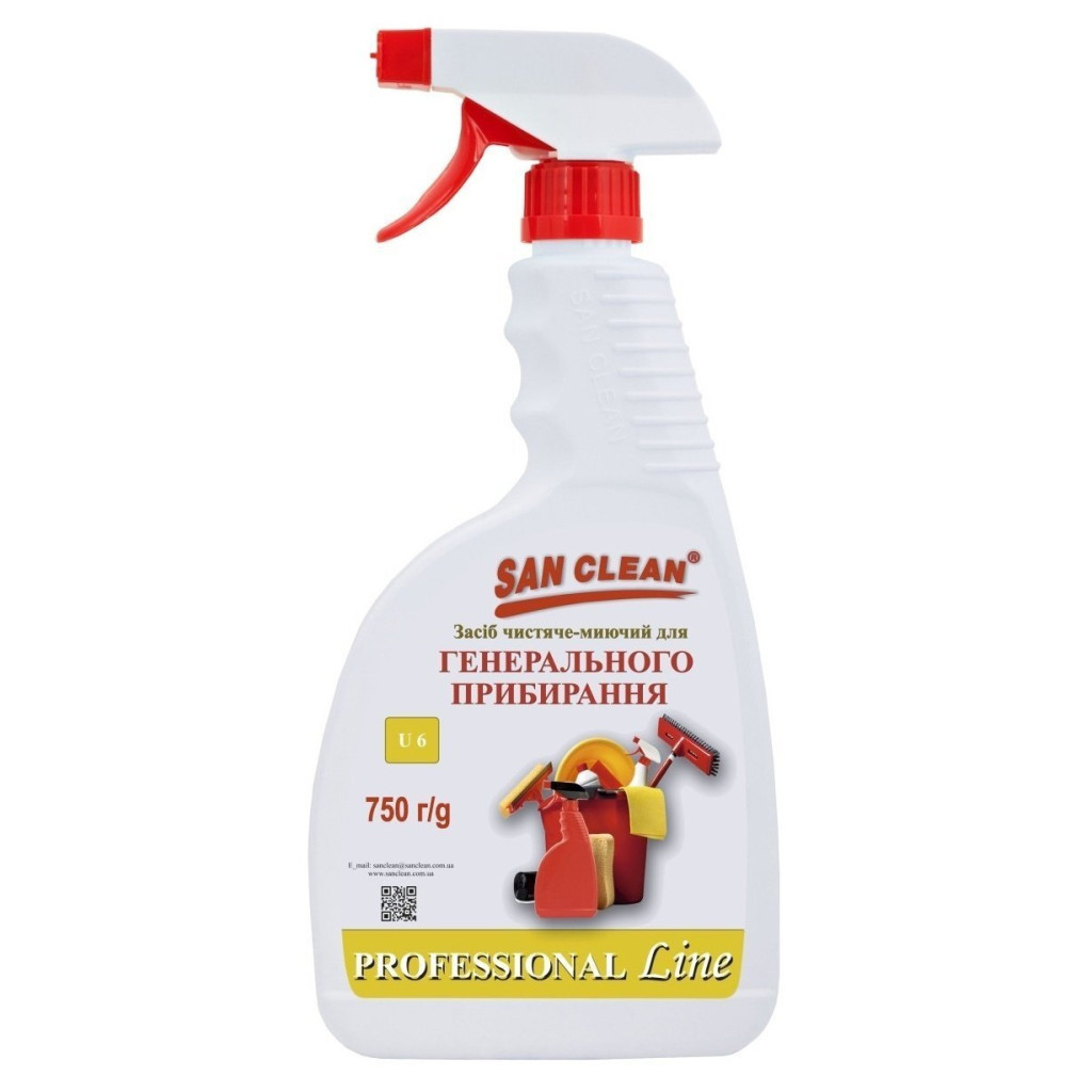 Спрей для чищення ванн San Clean Prof Line для генерального прибирання 750 г (4820003544358) - зображення 1