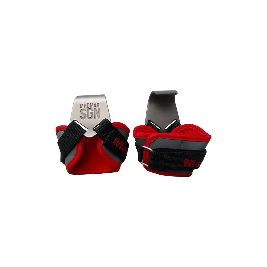 Гаки для тяги на зап'ястя MadMax MFA-330 Lat Hooks Antic silver/Grey/Red (MFA-330-U) - зображення 2