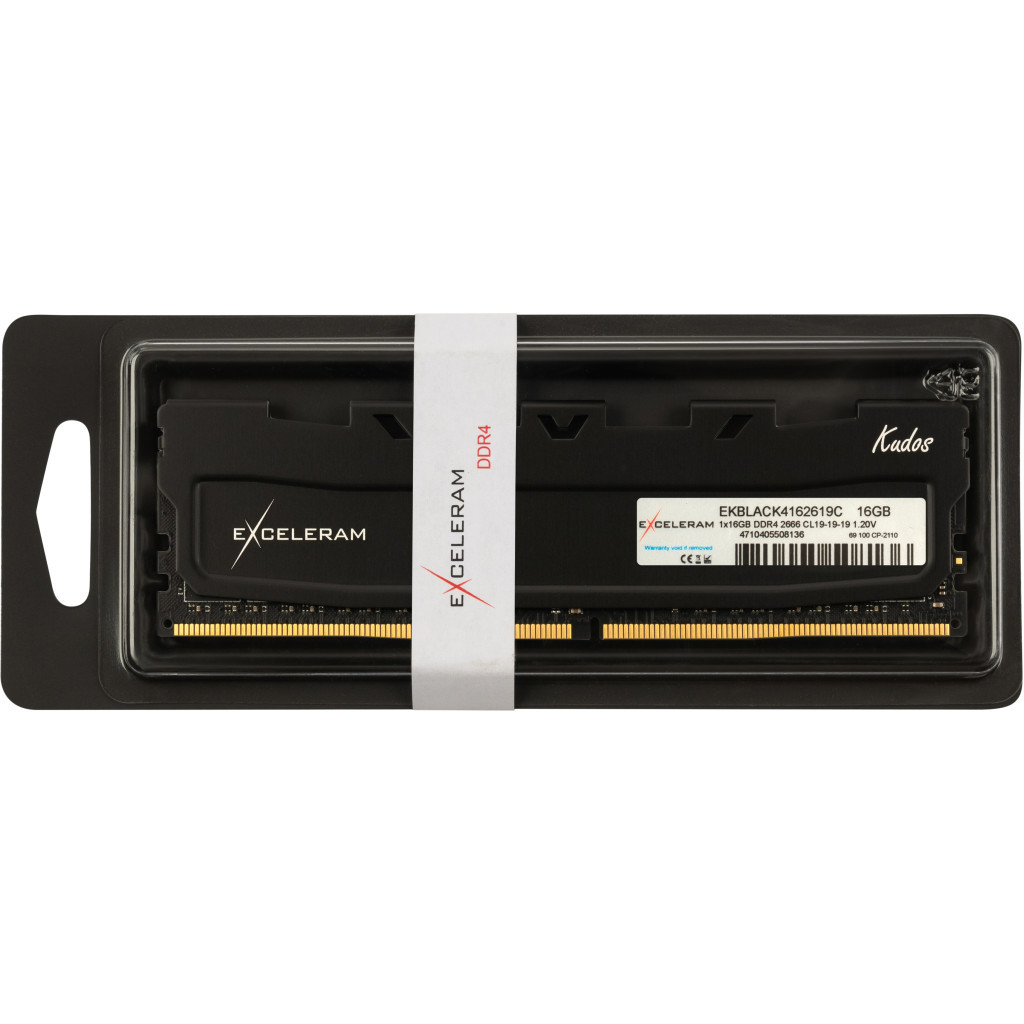 Модуль пам'яті для комп'ютера DDR4 16GB 2666 MHz Black Kudos eXceleram (EKBLACK4162619C) - зображення 3