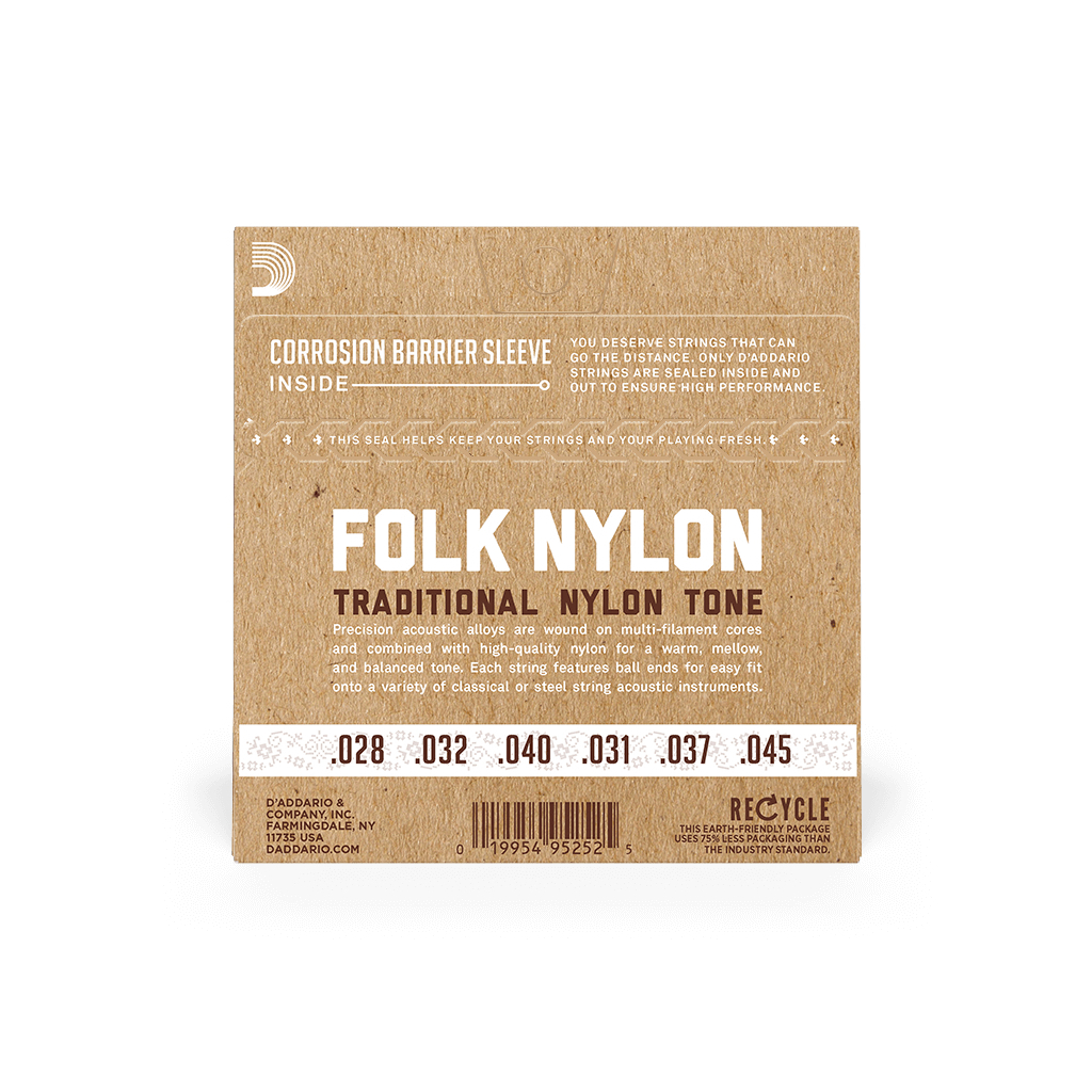 Струни для гітари D'Addario Folk Nylon 80/20 Bronze Ball End Black Treble (EJ34) - зображення 3