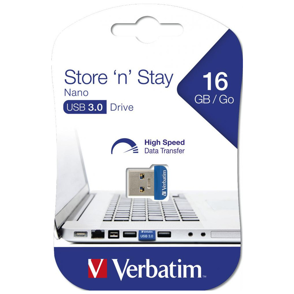 USB флеш накопичувач Verbatim 16GB Store 'n' Stay Nano Blue USB 3.0 (098709) - зображення 5