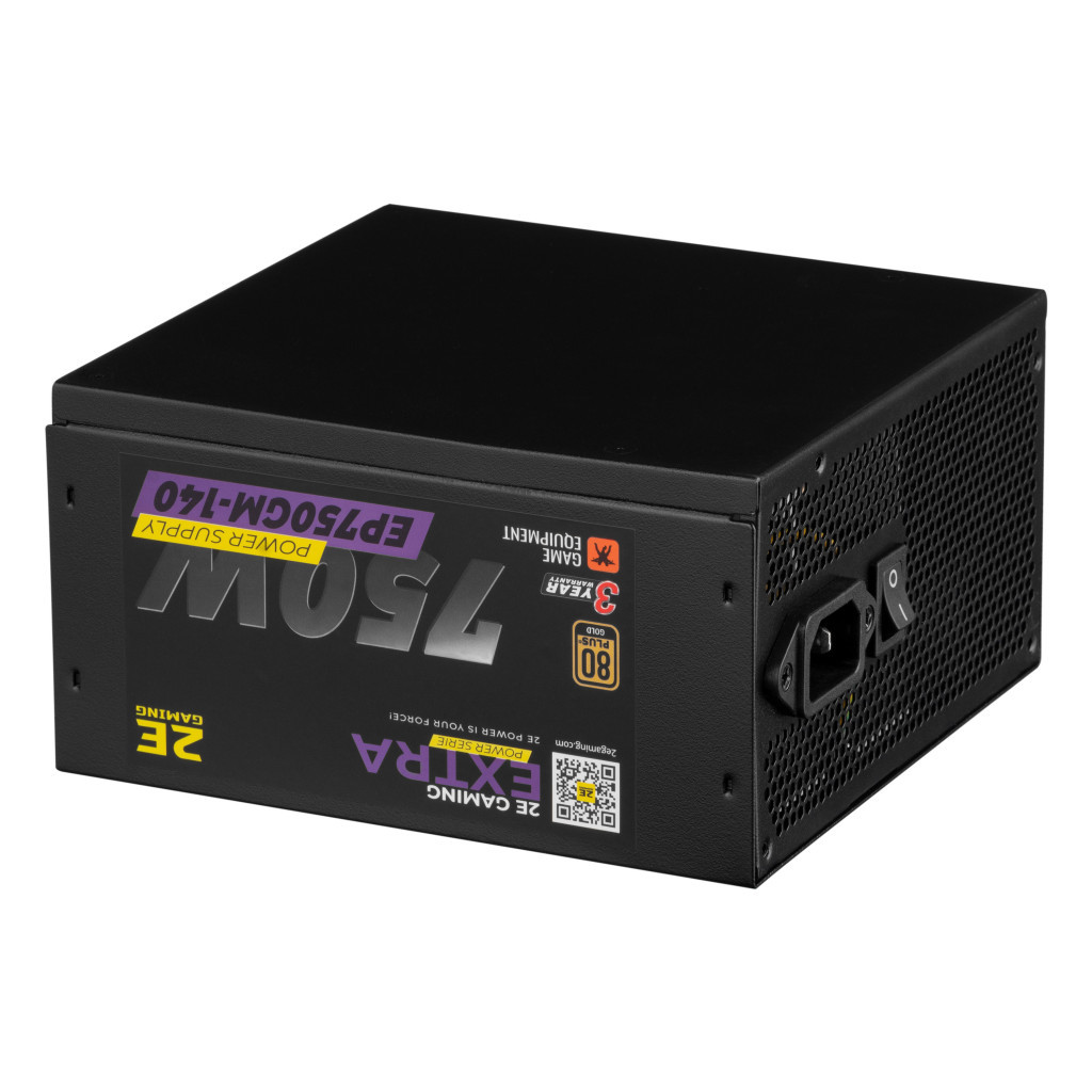 Блок живлення 2E GAMING EXTRA POWER (750W), >90, 80+ Gold, 140mm, 1xMB 24pin(20+4), 1xCPU 8pin(4+4), 4xMolex, 6x (2E-EP750GM-140) - зображення 6