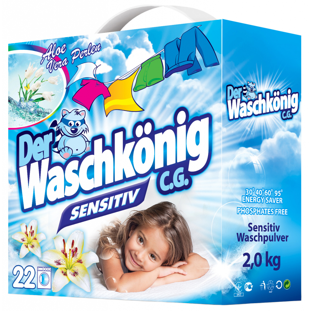 Пральний порошок Waschkonig Sensitiv для прання дитячої білизни 2 кг (4260353550782) - зображення 1