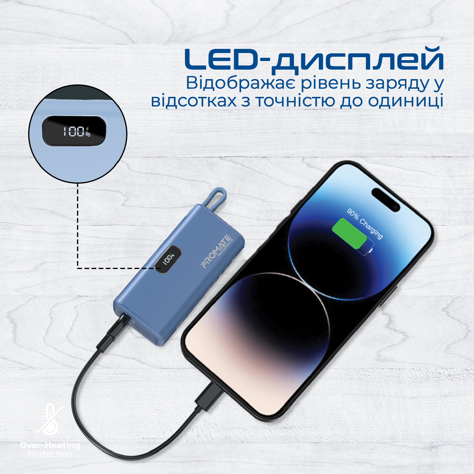 Універсальна мобільна батарея Promate Nanopack-5 5000mAh 20W Blue - изображение 7