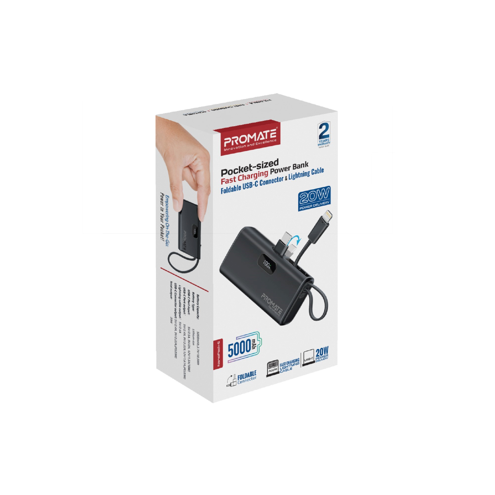 Універсальна мобільна батарея Promate Nanopack-5 5000mAh 20W Black - изображение 10