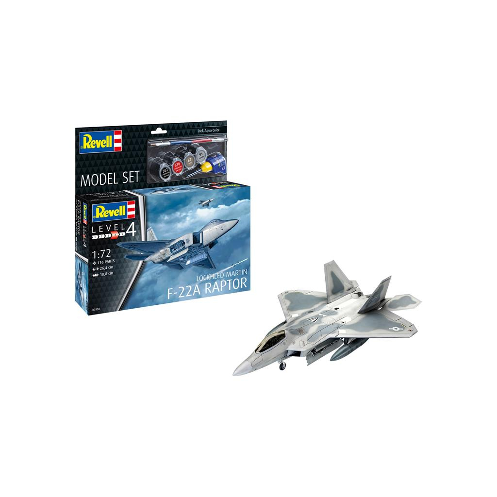 Збірна модель Revell Літак Lockheed Martin F-22A Raptor рівень 4 масштаб 1:72 (RVL-63858) - изображение 1