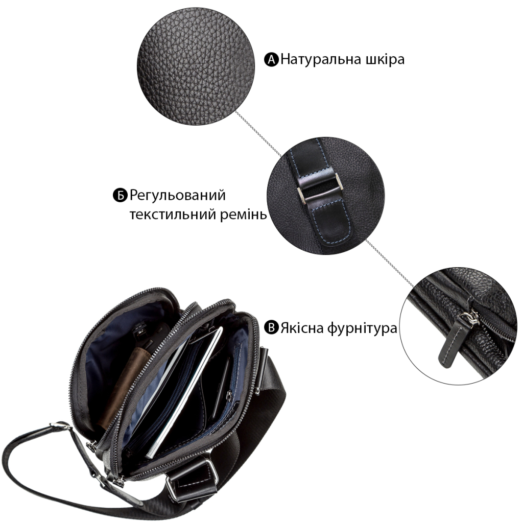 Сумка Shvigel Шкіряна Чорна (11090) - зображення 5