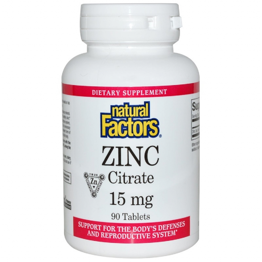 Мінерали Natural Factors Цитрат цинку, Zinc Citrate, 15 мг, 90 таблеток (NFS-01678) - зображення 1