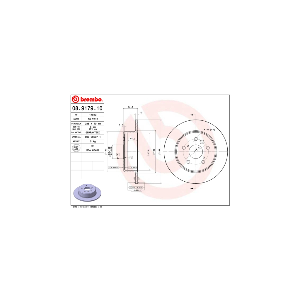 Гальмівний диск Brembo 08.9179.10 - зображення 1