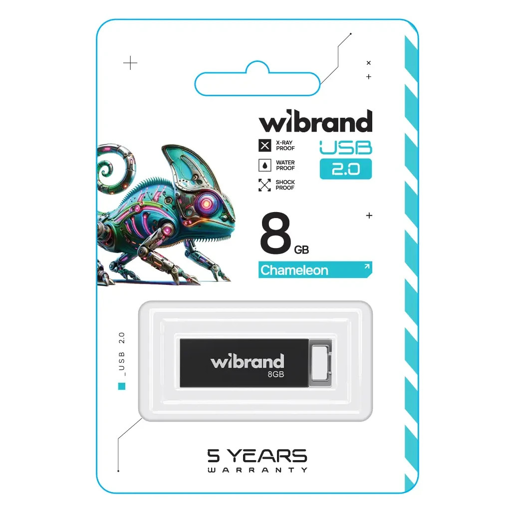 USB флеш накопичувач Wibrand 8GB Chameleon Black USB 2.0 (WI2.0/CH8U6B) - зображення 2