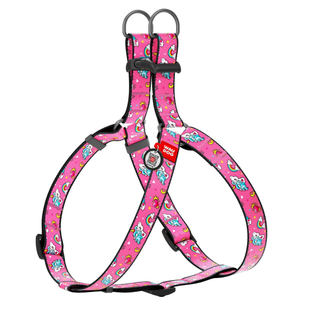 Шлея для собак WAUDOG Nylon з QR паспортом анатомічна "Єдиноріг" L (5029) - зображення 1